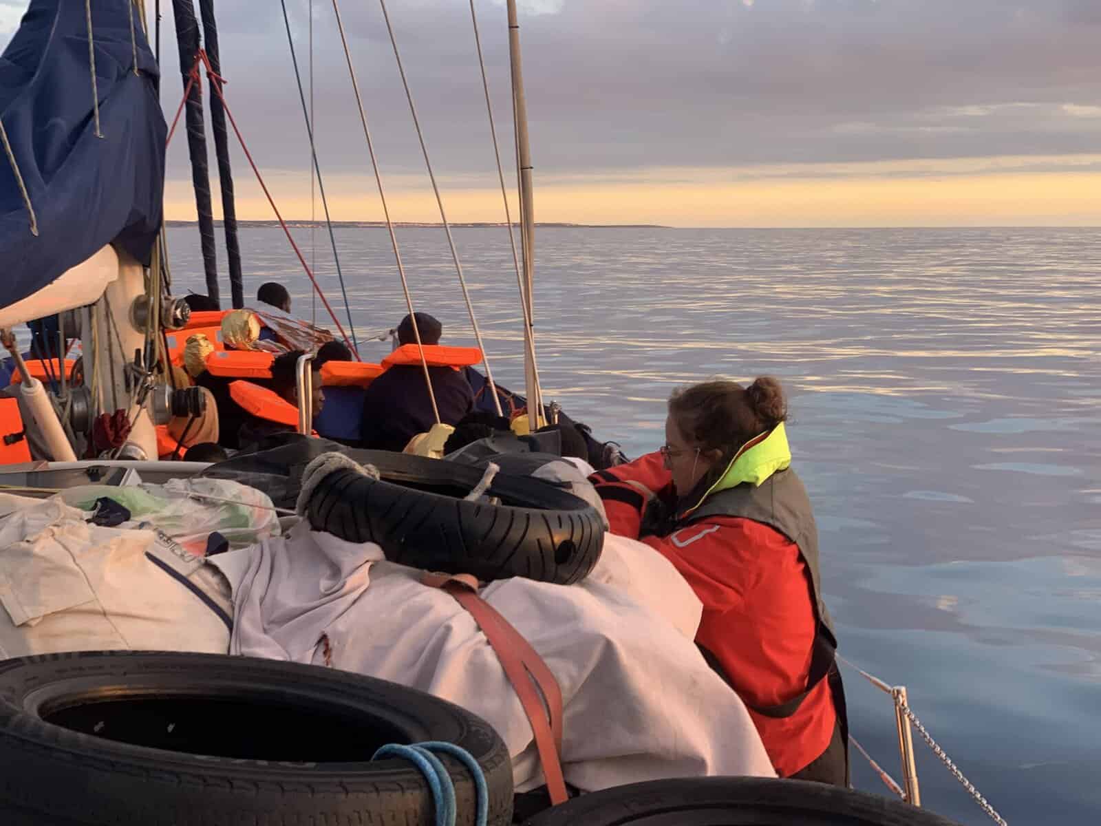 Empty boat on the ocean